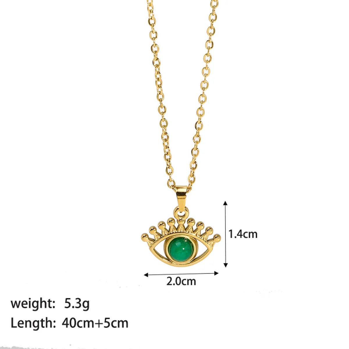 304 Stainless Steel 18K Gold Plated INS Style Plating Inlay Eye Natural Stone Pendant Necklace