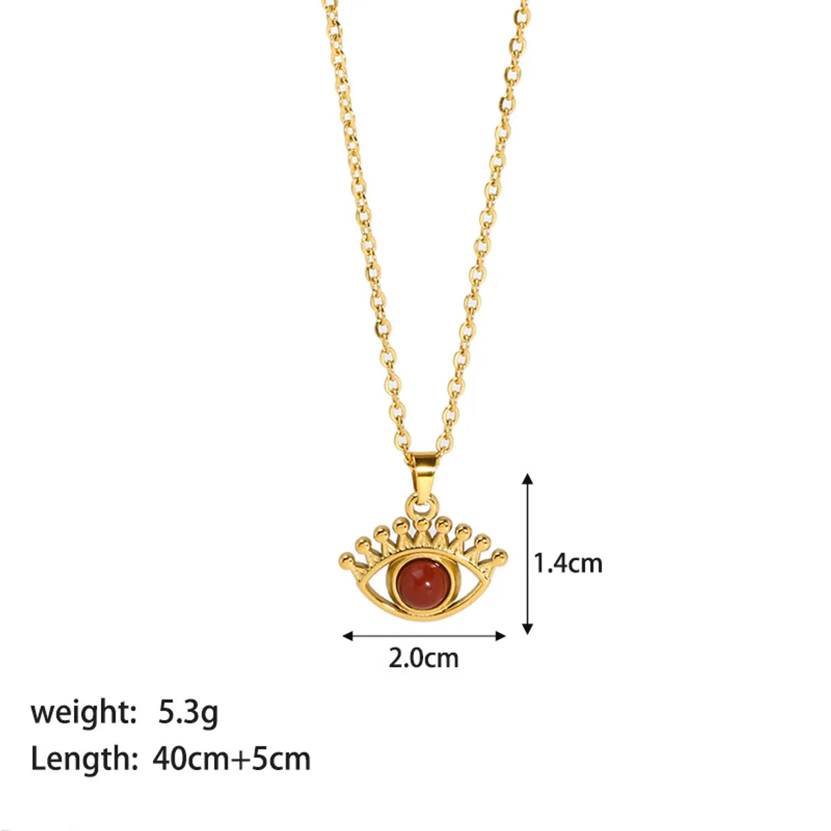 304 Stainless Steel 18K Gold Plated INS Style Plating Inlay Eye Natural Stone Pendant Necklace