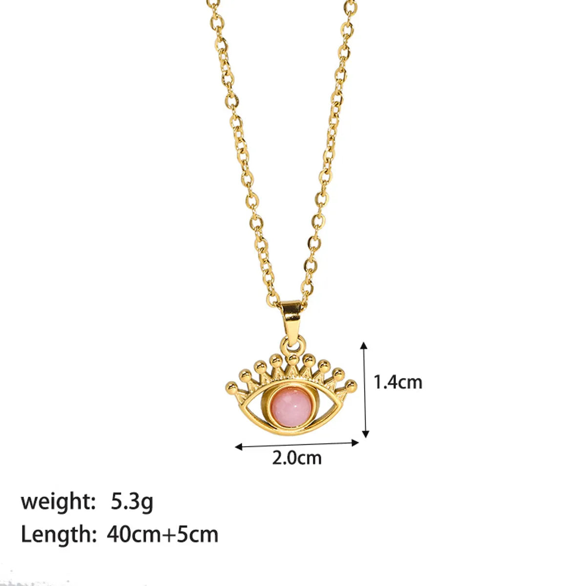 304 Stainless Steel 18K Gold Plated INS Style Plating Inlay Eye Natural Stone Pendant Necklace