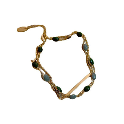 Retro Geometric Copper Inlay Resin Women's Bracelets