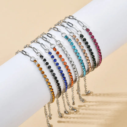 Ig Style Geometric Stainless Steel Patchwork Inlay Rhinestones Bracelets