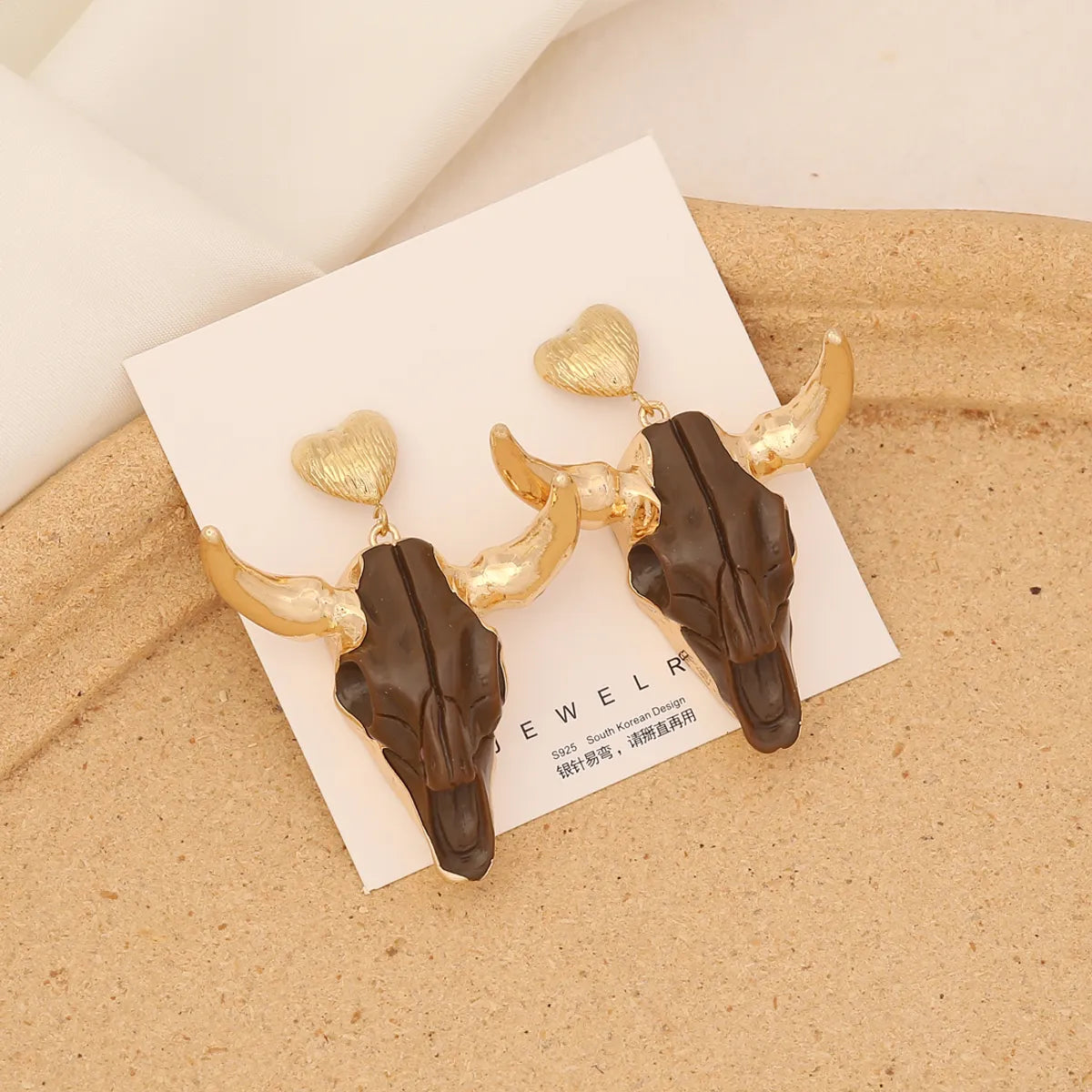 Ins Style Heart Shape Cattle Stainless Steel Resin Plating Women's Drop Earrings 1 Pair