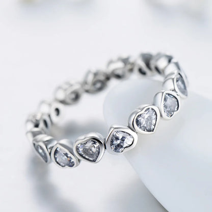 Ins Style Heart Shape Sterling Silver Plating Inlay Gem Thai Silver Rings