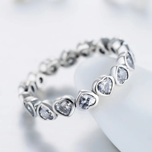 Ins Style Heart Shape Sterling Silver Plating Inlay Gem Thai Silver Rings