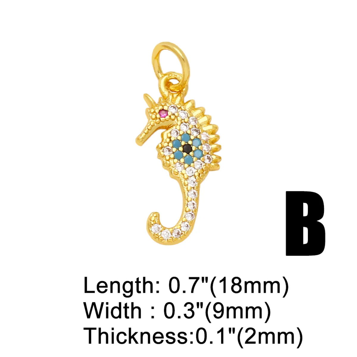 Ins Style Hippocampus Dragonfly Butterfly Copper Plating Inlay Zircon 18k Gold Plated Pendants Jewelry Accessories