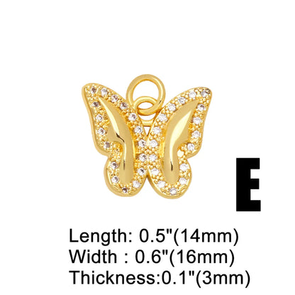 Ins Style Hippocampus Dragonfly Butterfly Copper Plating Inlay Zircon 18k Gold Plated Pendants Jewelry Accessories