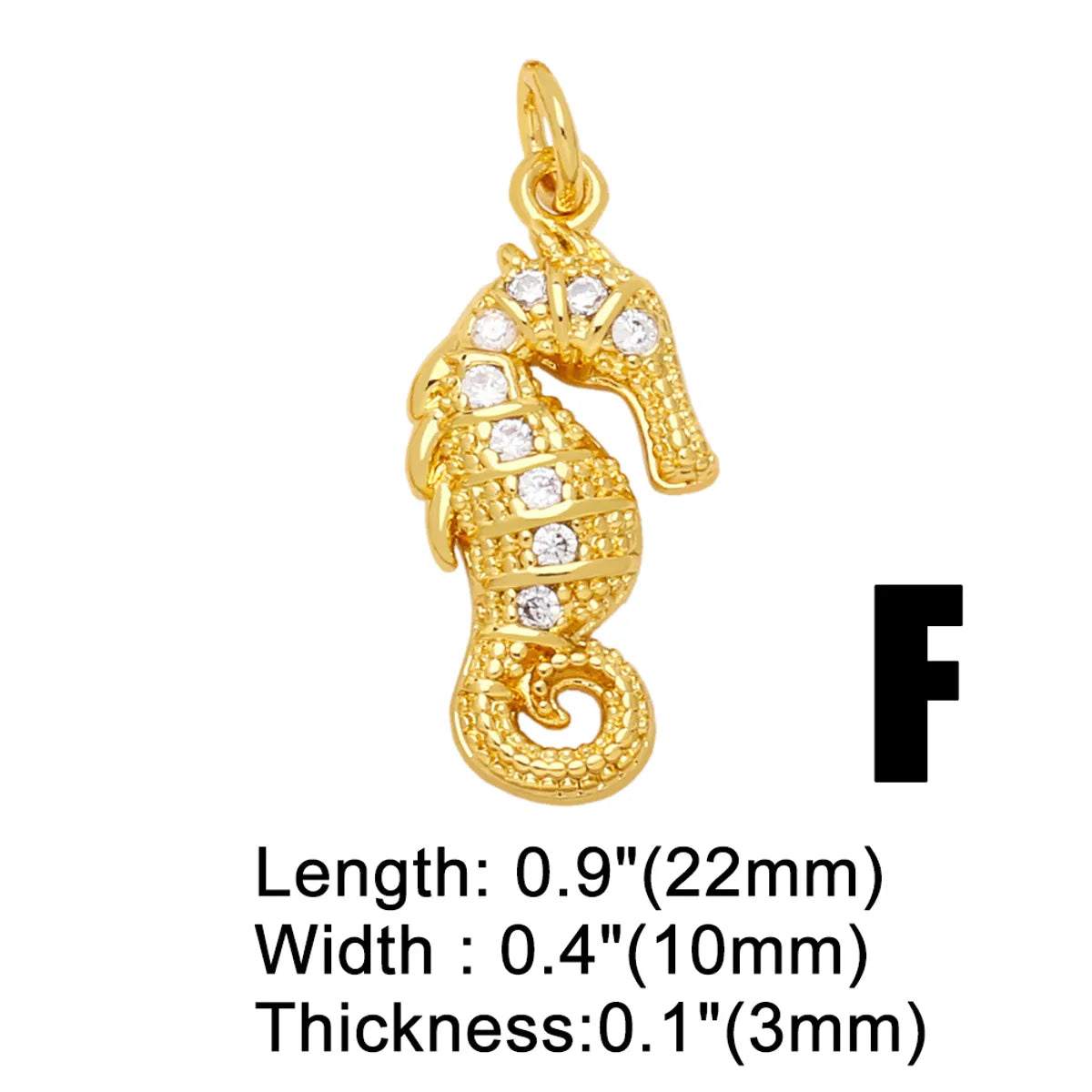 Ins Style Hippocampus Dragonfly Butterfly Copper Plating Inlay Zircon 18k Gold Plated Pendants Jewelry Accessories