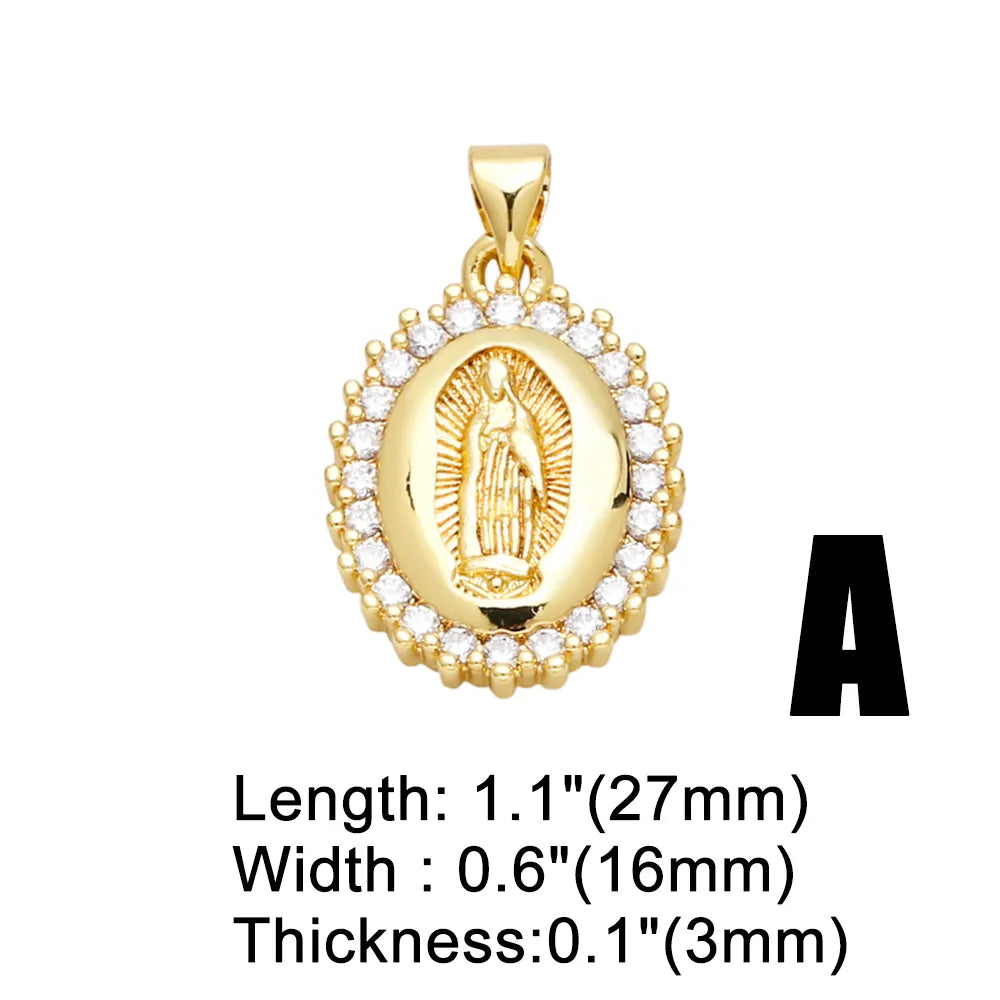 Ins Style Human Faith Copper Plating Inlay Zircon 18k Gold Plated Pendants Jewelry Accessories