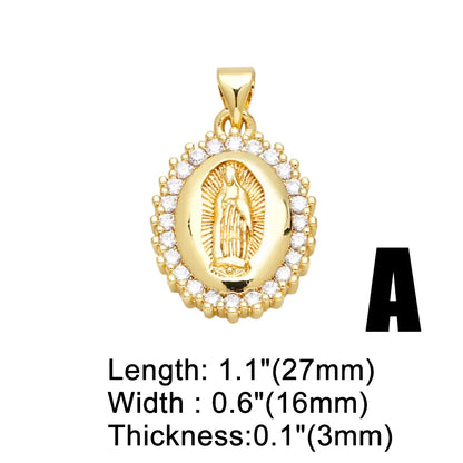 Ins Style Human Faith Copper Plating Inlay Zircon 18k Gold Plated Pendants Jewelry Accessories