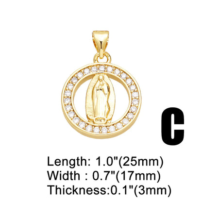 Ins Style Human Faith Copper Plating Inlay Zircon 18k Gold Plated Pendants Jewelry Accessories