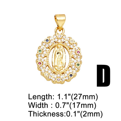 Ins Style Human Faith Copper Plating Inlay Zircon 18k Gold Plated Pendants Jewelry Accessories