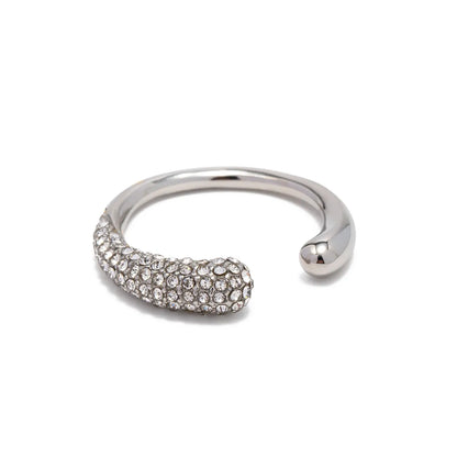 Ins Style Irregular Stainless Steel Irregular Inlay Artificial Diamond Open Ring