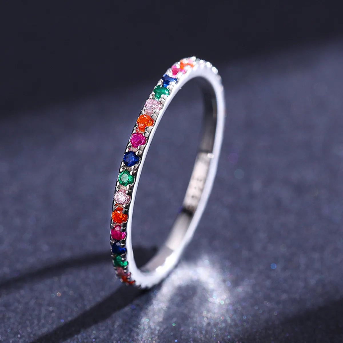 Ins Style Korean Style Round Sterling Silver Plating Inlay Zircon 14k Gold Plated Rhodium Plated Rings