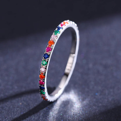 Ins Style Korean Style Round Sterling Silver Plating Inlay Zircon 14k Gold Plated Rhodium Plated Rings