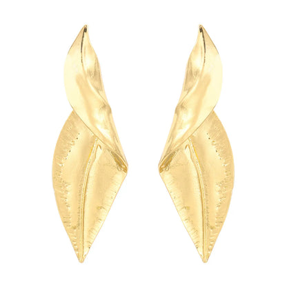 1 Pair Ins Style Leaf Plating Metal Ear Studs