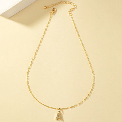 Ins Style Letter Alloy Plating Inlay Rhinestones Women's Pendant Necklace