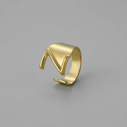 Ins Style Letter Titanium Steel Plating Open Ring