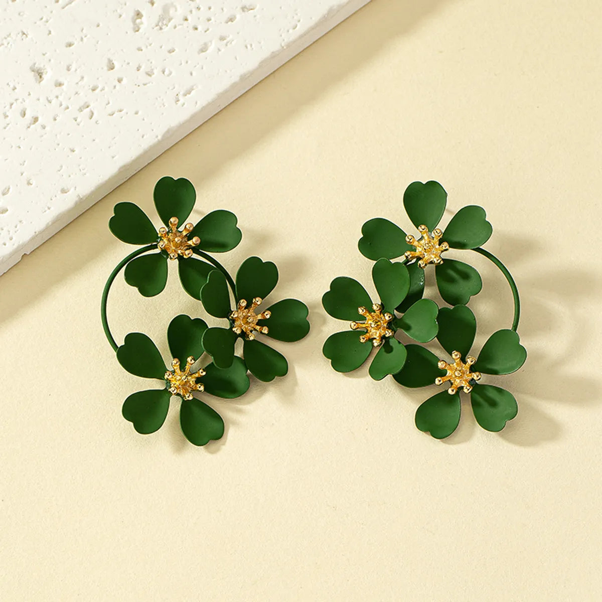 1 Pair Ins Style Nordic Style Flower Plating Alloy Ear Studs