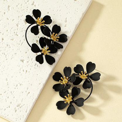 1 Pair Ins Style Nordic Style Flower Plating Alloy Ear Studs