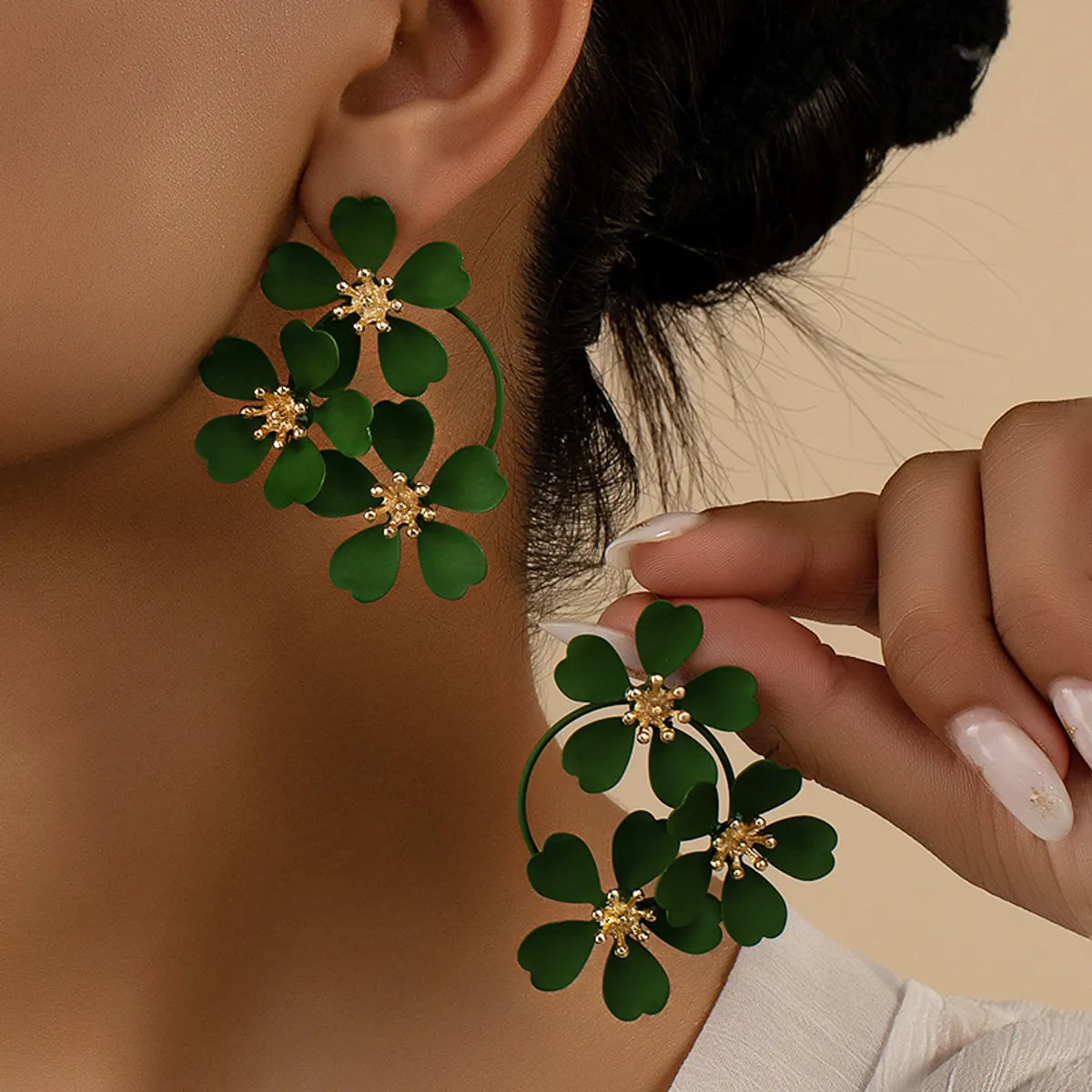 1 Pair Ins Style Nordic Style Flower Plating Alloy Ear Studs