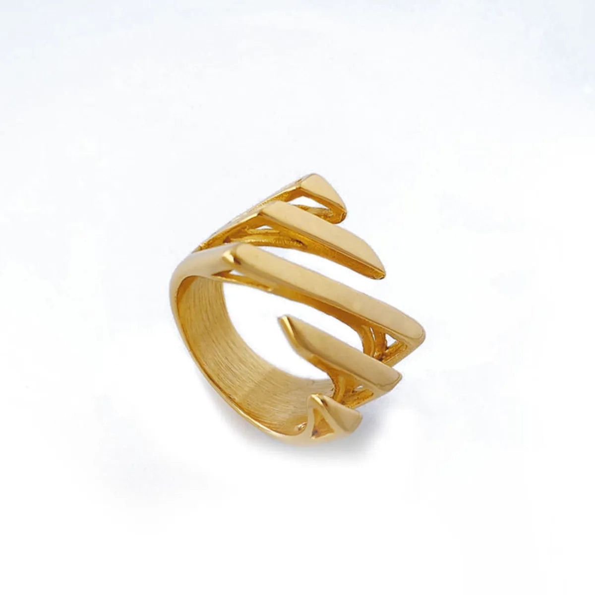 Ins Style Novelty Stripe Solid Color Titanium Steel Plating 18k Gold Plated Rings