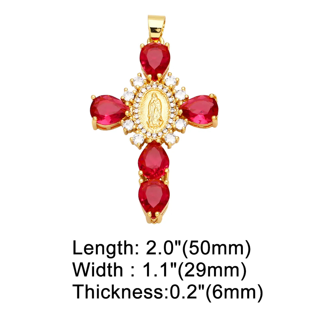 Ins Style Portrait Cross Copper Plating Inlay Zircon 18k Gold Plated Pendants Jewelry Accessories