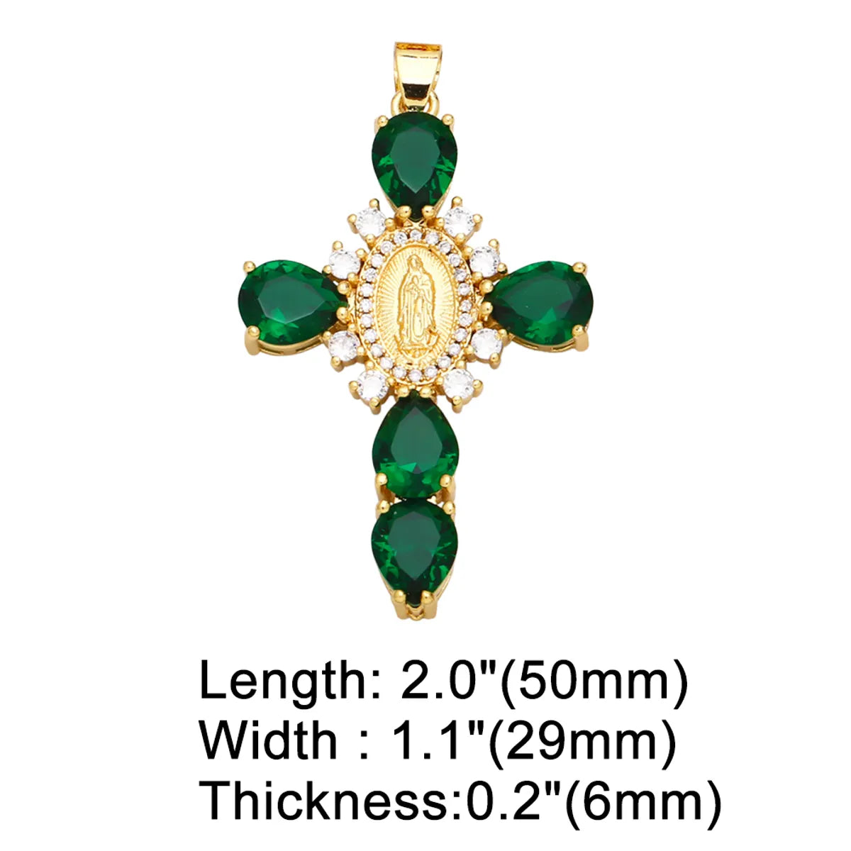 Ins Style Portrait Cross Copper Plating Inlay Zircon 18k Gold Plated Pendants Jewelry Accessories