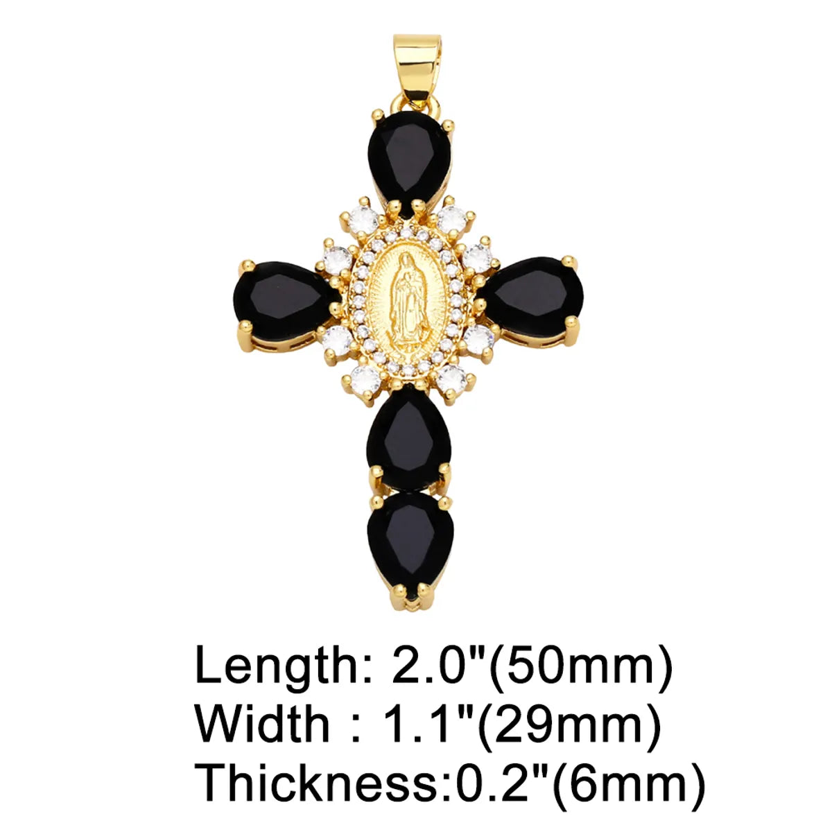 Ins Style Portrait Cross Copper Plating Inlay Zircon 18k Gold Plated Pendants Jewelry Accessories