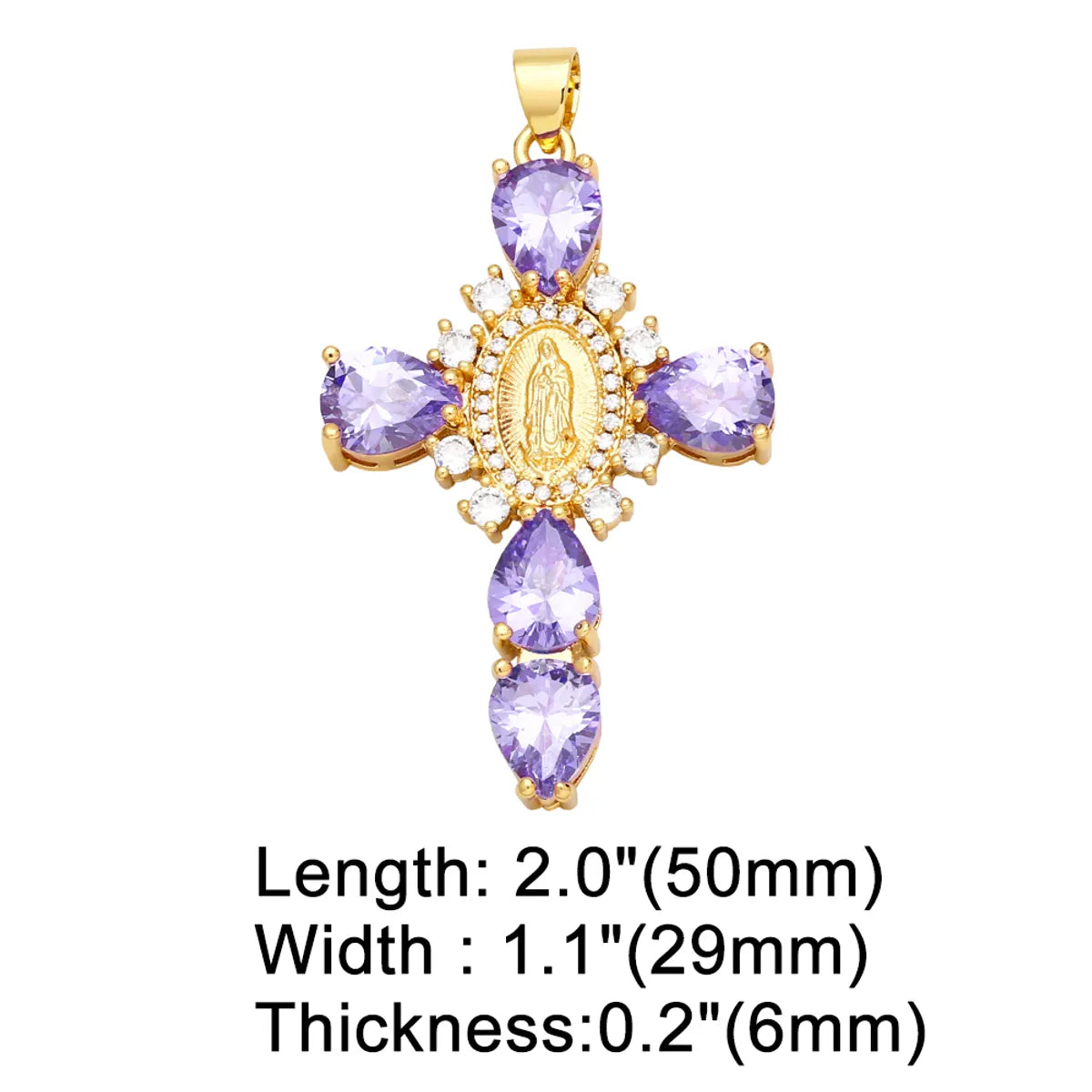 Ins Style Portrait Cross Copper Plating Inlay Zircon 18k Gold Plated Pendants Jewelry Accessories