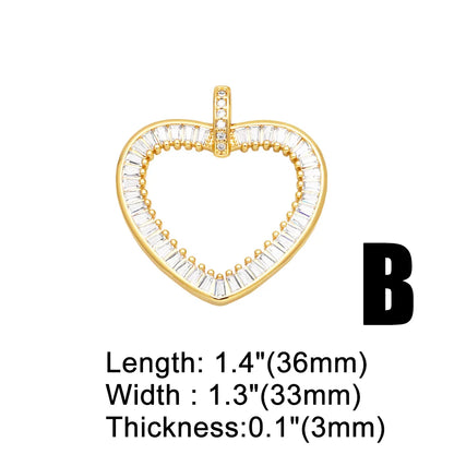 Ins Style Portrait Heart Shape Eye Copper Plating Inlay Zircon 18k Gold Plated Pendants Jewelry Accessories