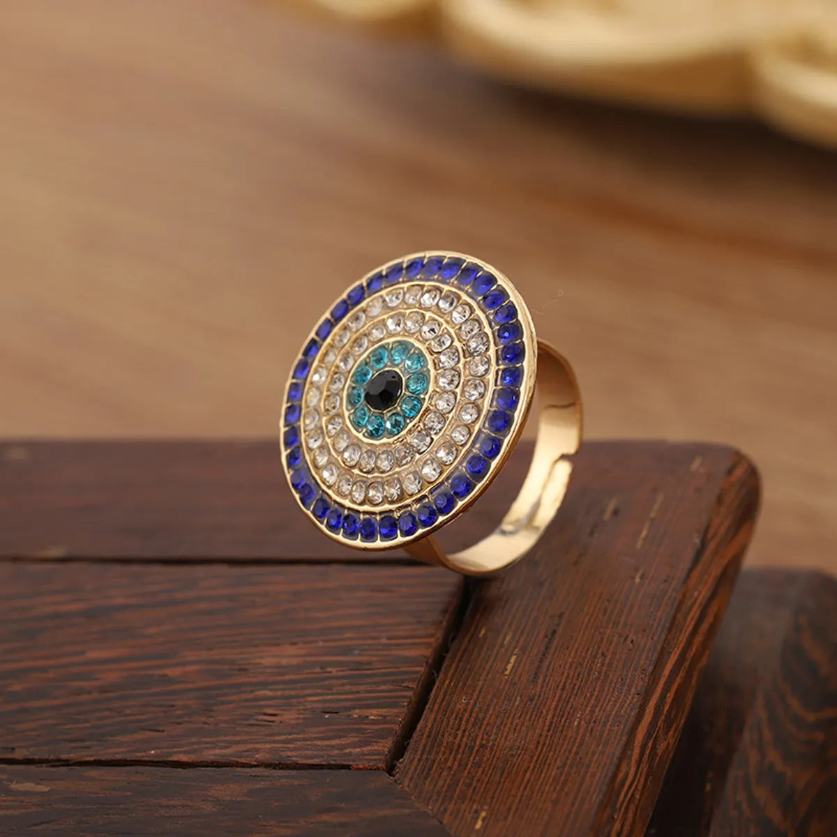 Ins Style Retro Devil's Eye Alloy Plating Inlay Rhinestones Unisex Open Ring