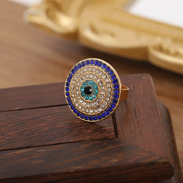 Ins Style Retro Devil's Eye Alloy Plating Inlay Rhinestones Unisex Open Ring