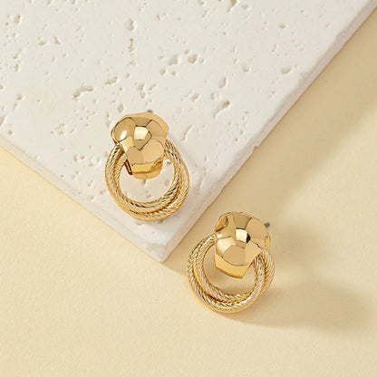 Ins Style Retro Round Spiral Stripe Alloy Plating Women's Ear Studs