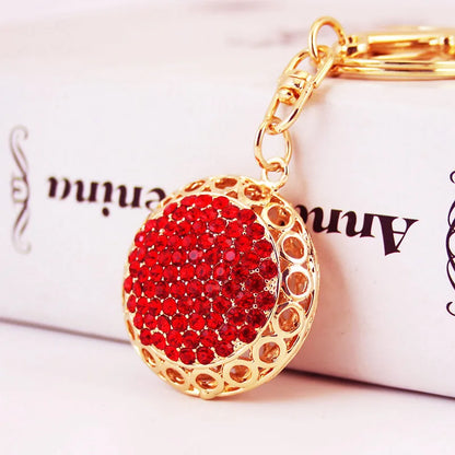 Ins Style Round Alloy Inlay Rhinestones Unisex Bag Pendant Keychain