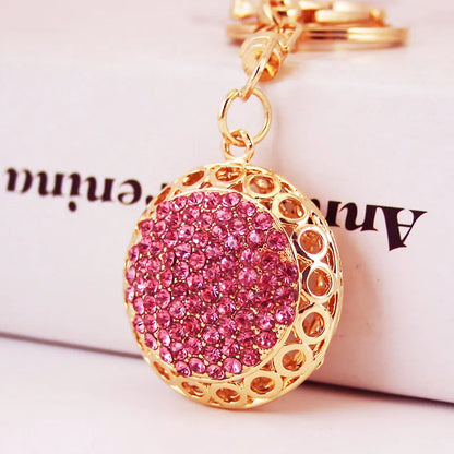 Ins Style Round Alloy Inlay Rhinestones Unisex Bag Pendant Keychain