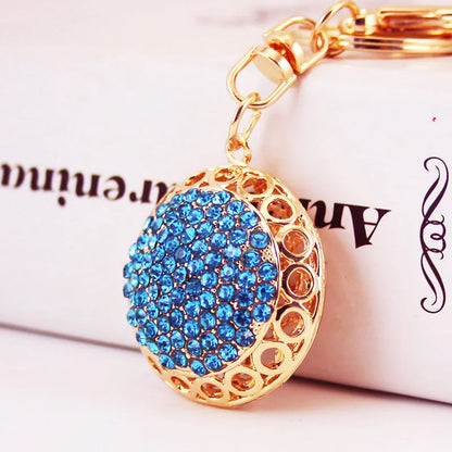 Ins Style Round Alloy Inlay Rhinestones Unisex Bag Pendant Keychain