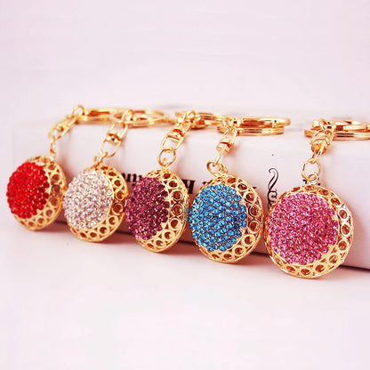 Ins Style Round Alloy Inlay Rhinestones Unisex Bag Pendant Keychain