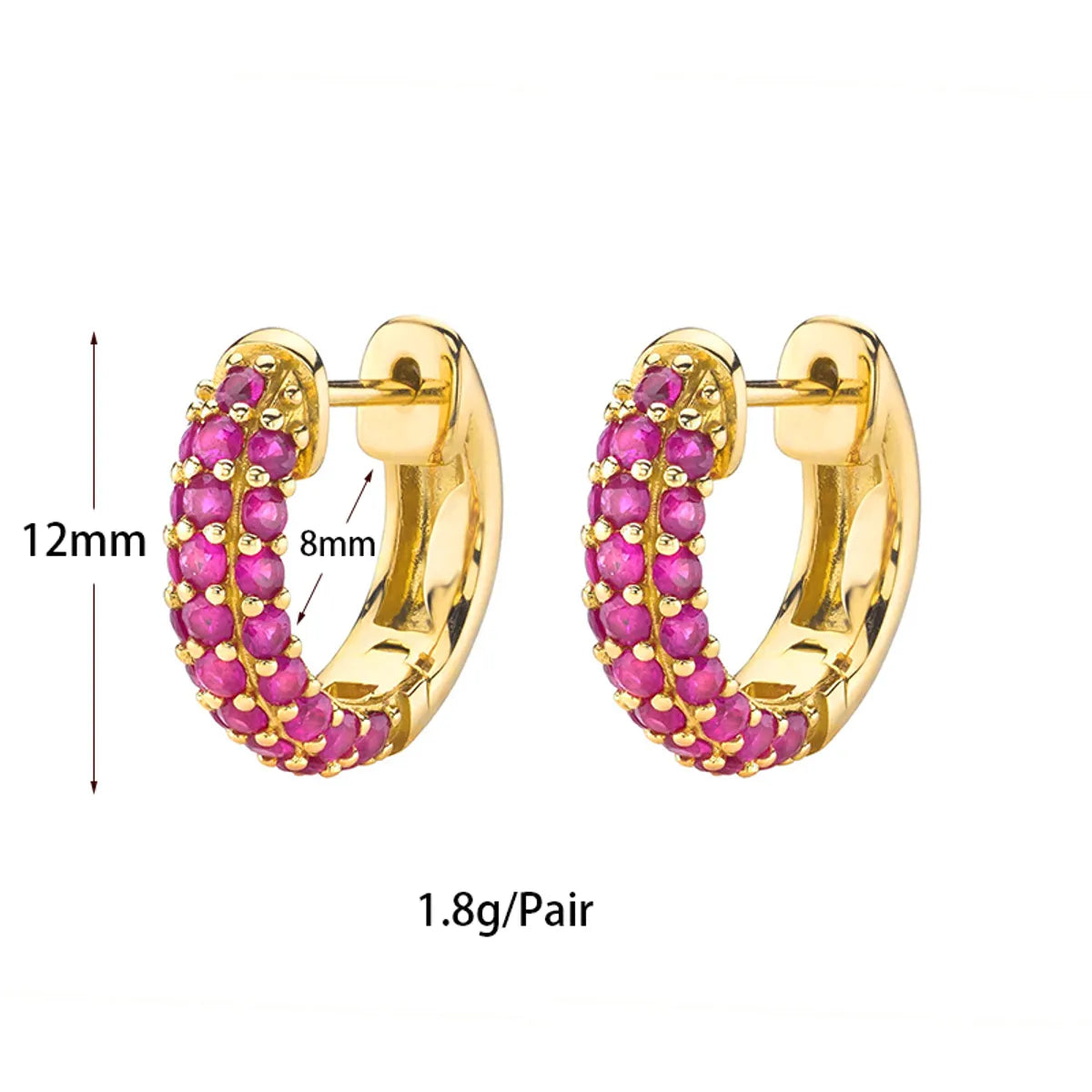 1 Pair Ins Style Round Butterfly Inlay Copper Zircon 24k Gold Plated Earrings