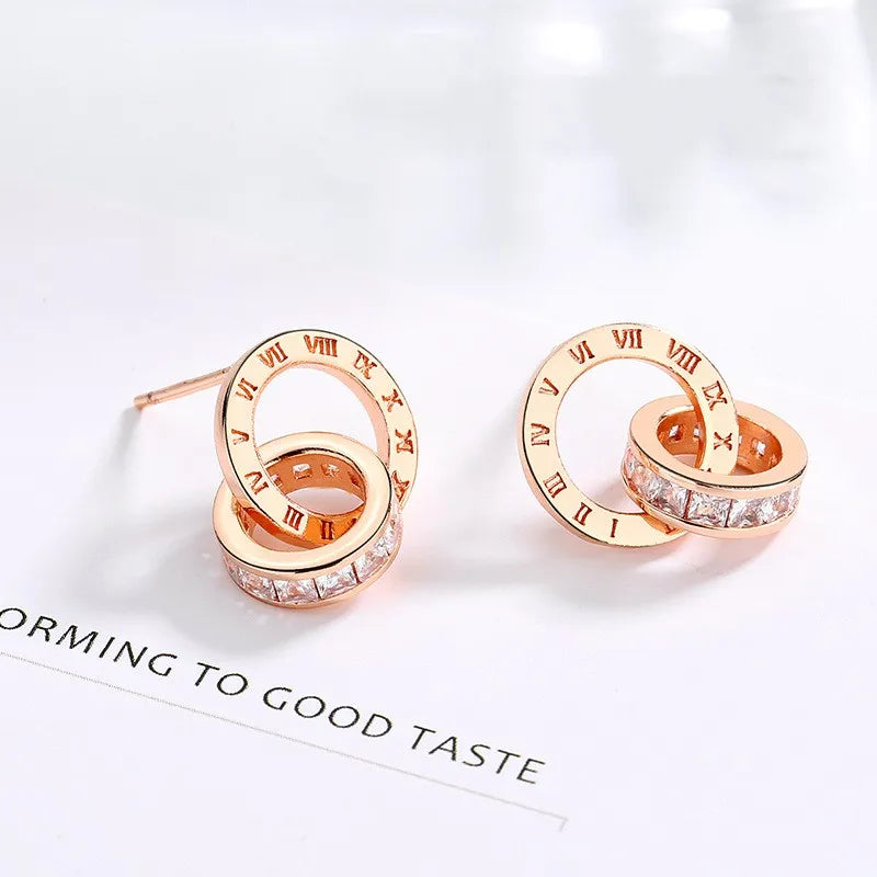 Ins Style Simple Style Circle Number Sterling Silver Plating Inlay Zircon Women'S Bracelets Earrings Necklace