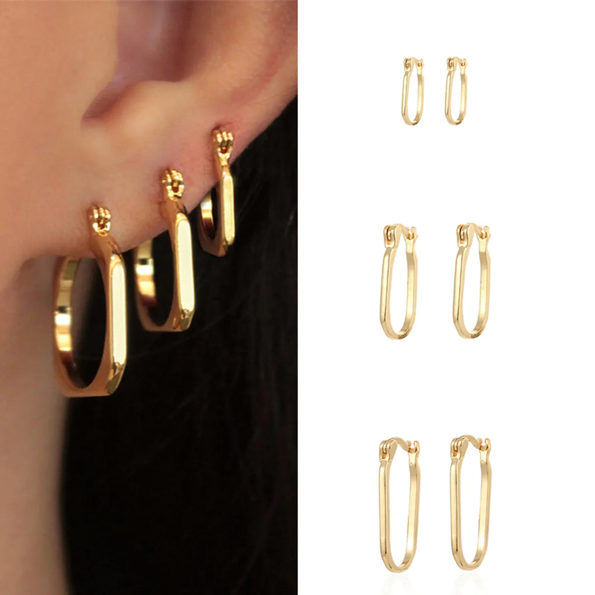 Ins Style Simple Style Cool Style Geometric Copper Plating Earrings 1 Pair