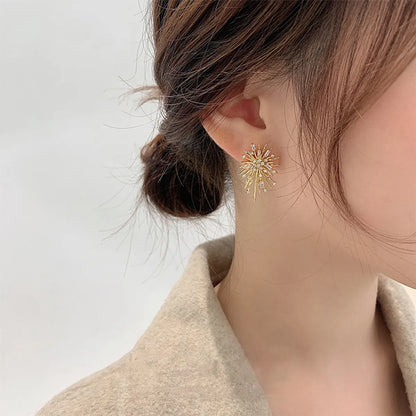 Ins Style Simple Style Fireworks Alloy Plating Inlay Rhinestones Women's Ear Studs