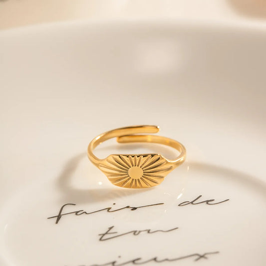 Ins Style Simple Style Floral Stainless Steel Plating 18k Gold Plated Open Ring