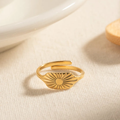 Ins Style Simple Style Floral Stainless Steel Plating 18k Gold Plated Open Ring