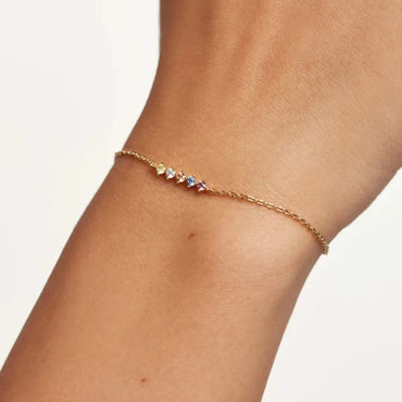 Ins Style Simple Style Geometric Sterling Silver Plating Inlay Zircon 18k Gold Plated Bracelets