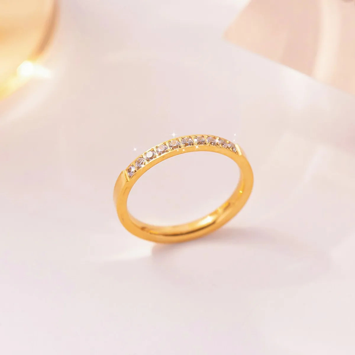 Ins Style Simple Style Geometric Titanium Steel Plating Inlay Zircon Rings