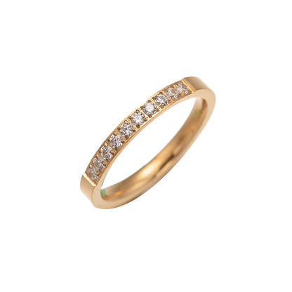 Ins Style Simple Style Geometric Titanium Steel Plating Inlay Zircon Rings