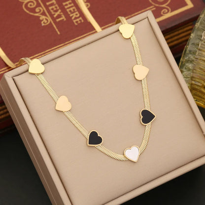 Stainless Steel 18K Gold Plated Simple Style Heart Shape Bracelets Earrings Necklace