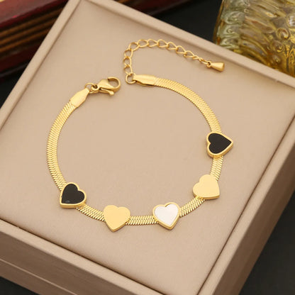 Stainless Steel 18K Gold Plated Simple Style Heart Shape Bracelets Earrings Necklace