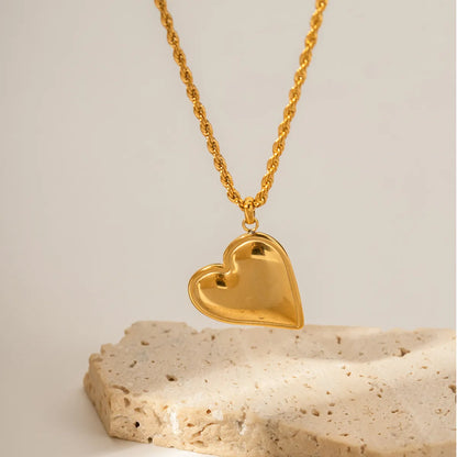 Ins Style Simple Style Heart Shape Stainless Steel Plating 18k Gold Plated Pendant Necklace Long Necklace