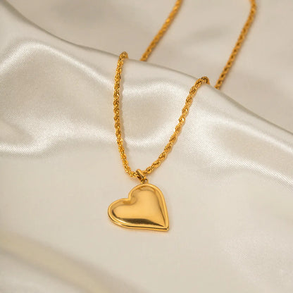 Ins Style Simple Style Heart Shape Stainless Steel Plating 18k Gold Plated Pendant Necklace Long Necklace